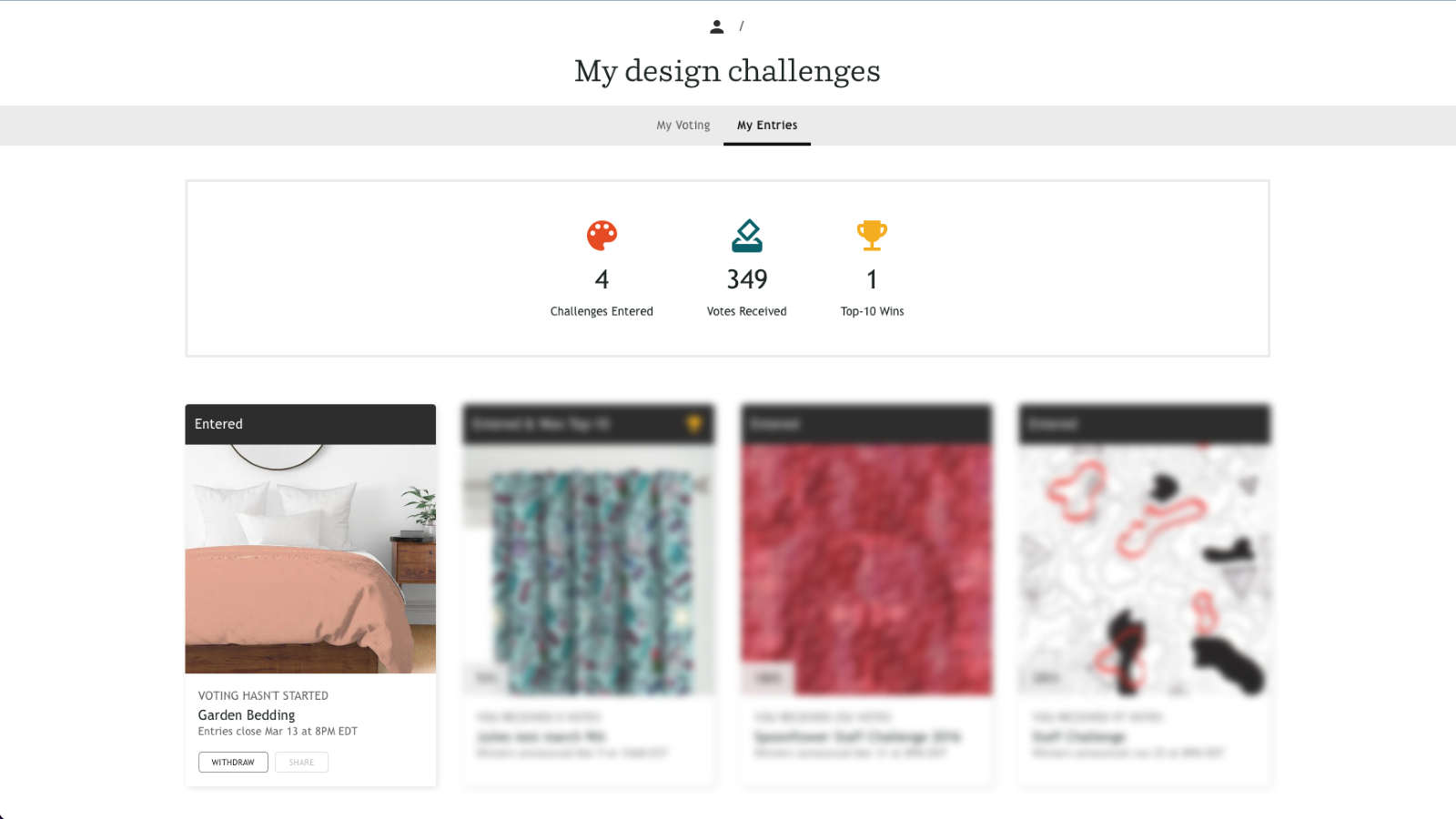 Screenshot of My Design Challenge Page