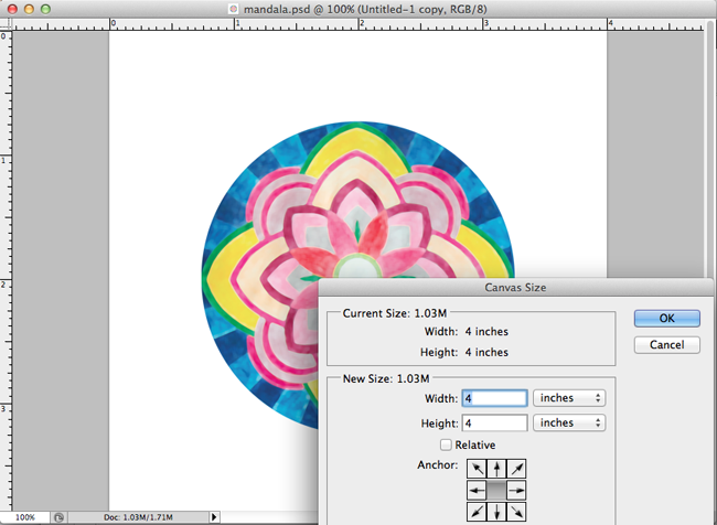 screenshot of canvas size in photoshop