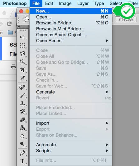 screenshot of photoshop showing the file menu