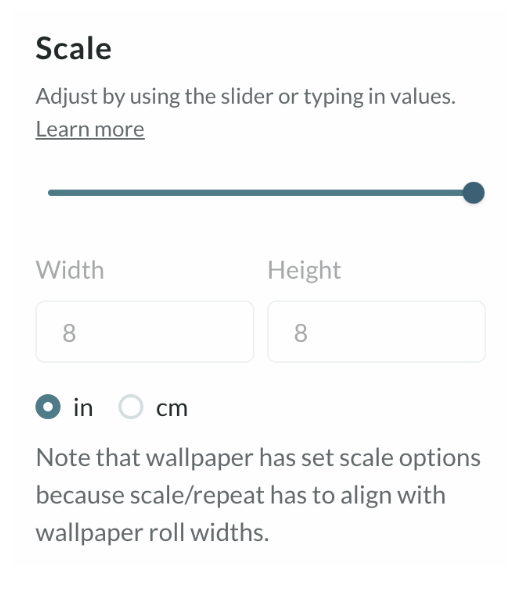 screenshot of scale adjustment options for wallpaper