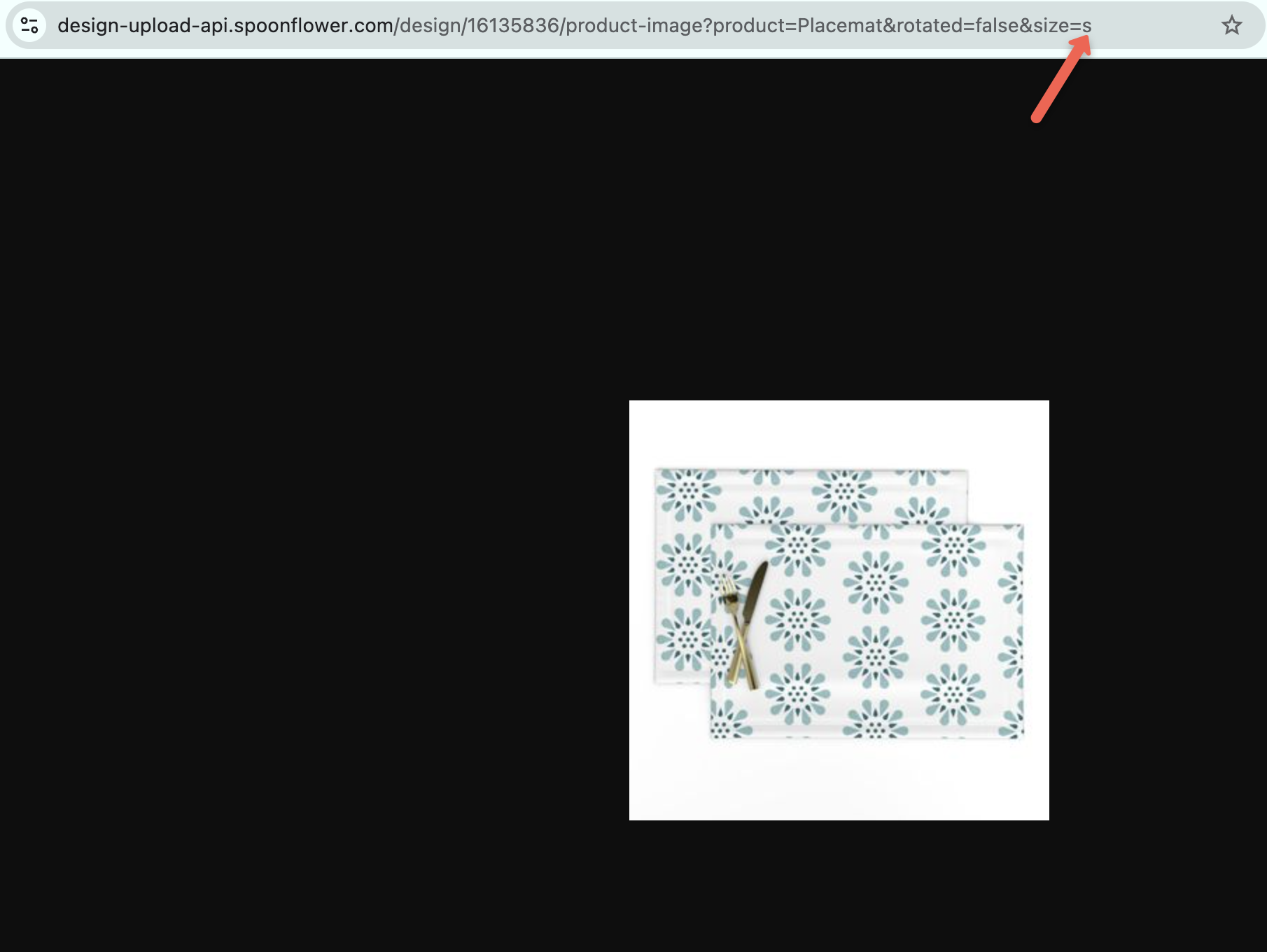 screenshot of home decor image and url