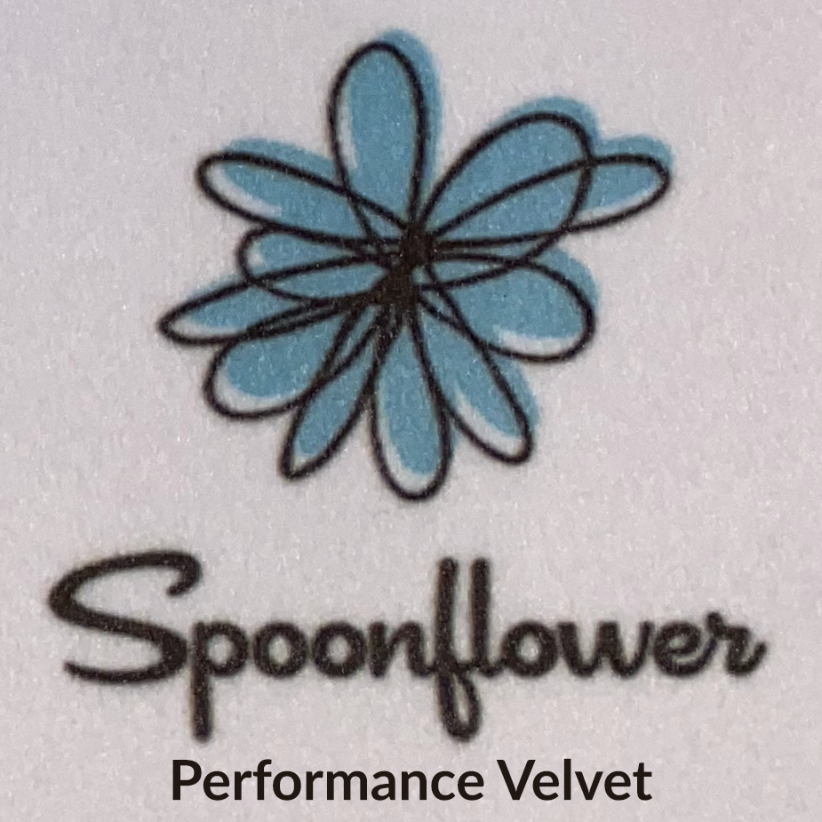 Spoonflower Logo printed on Performance Velvet