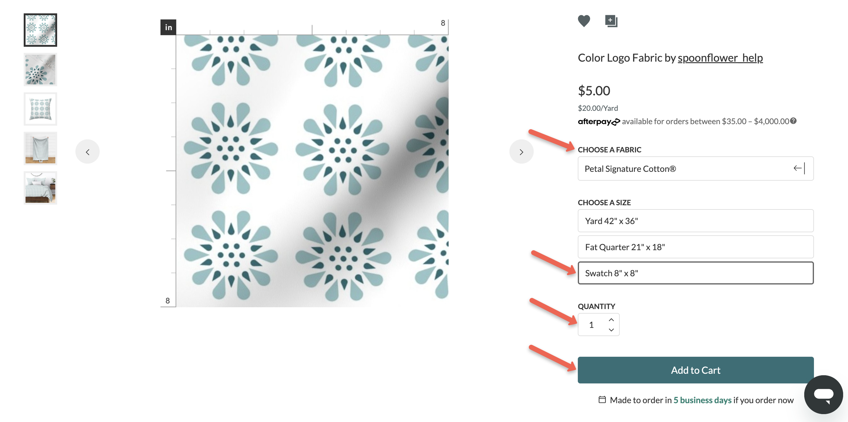 Screenshot showing swatch option