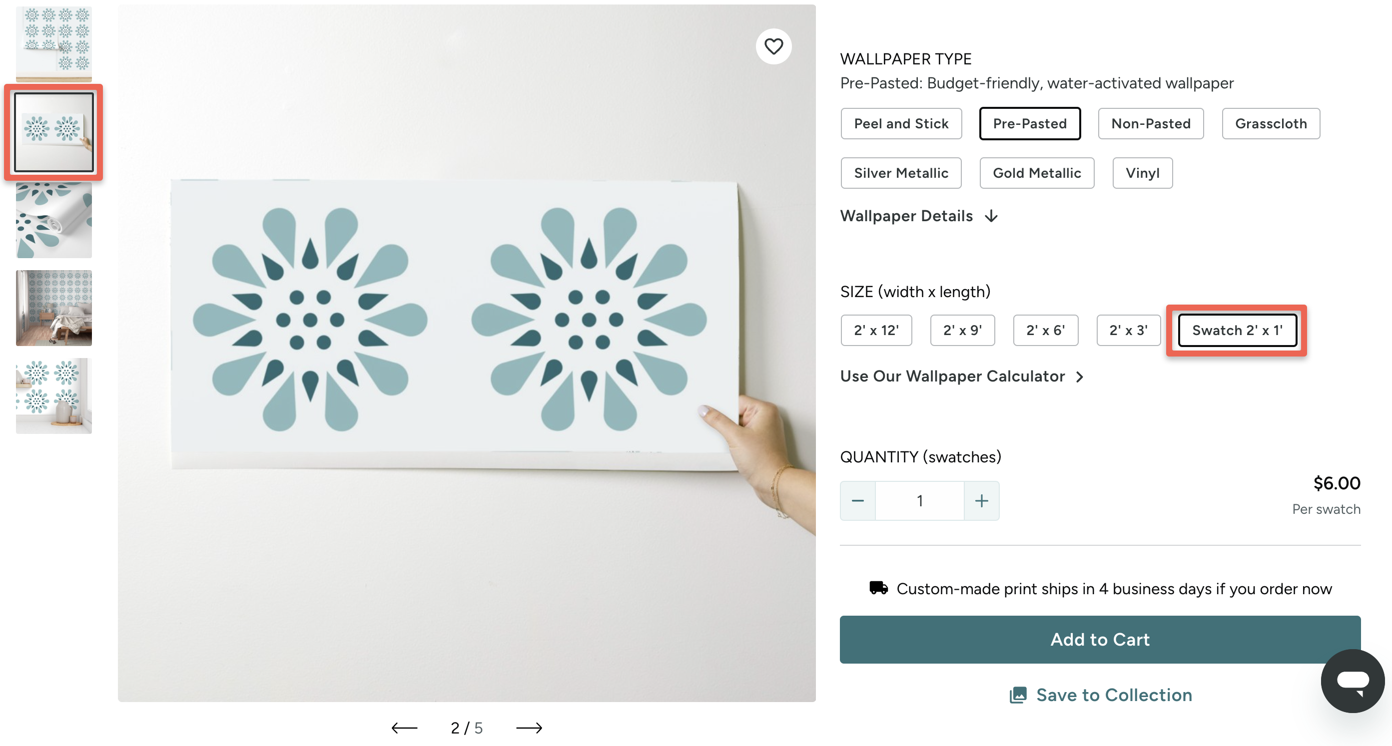 single wallpaper swatch preview