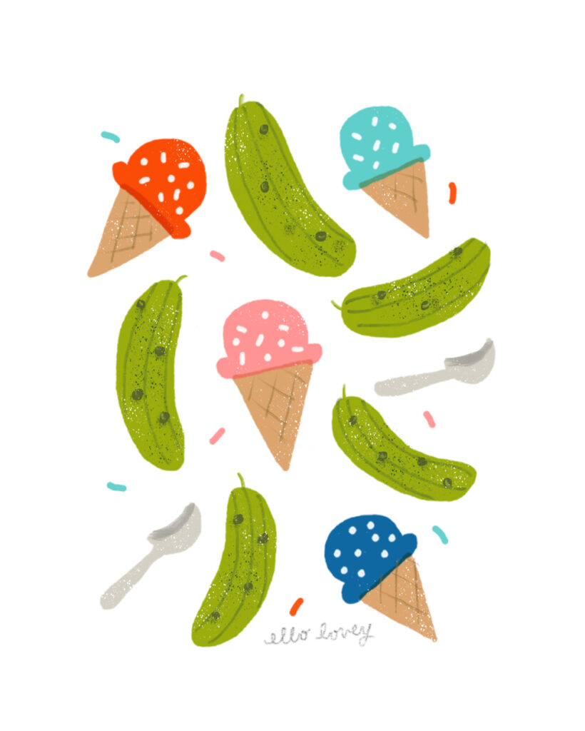 illustrated ice creams and pickles
