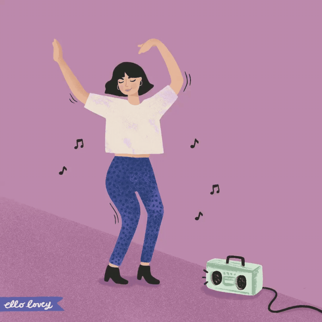 gif showing a drawing of a girl dancing