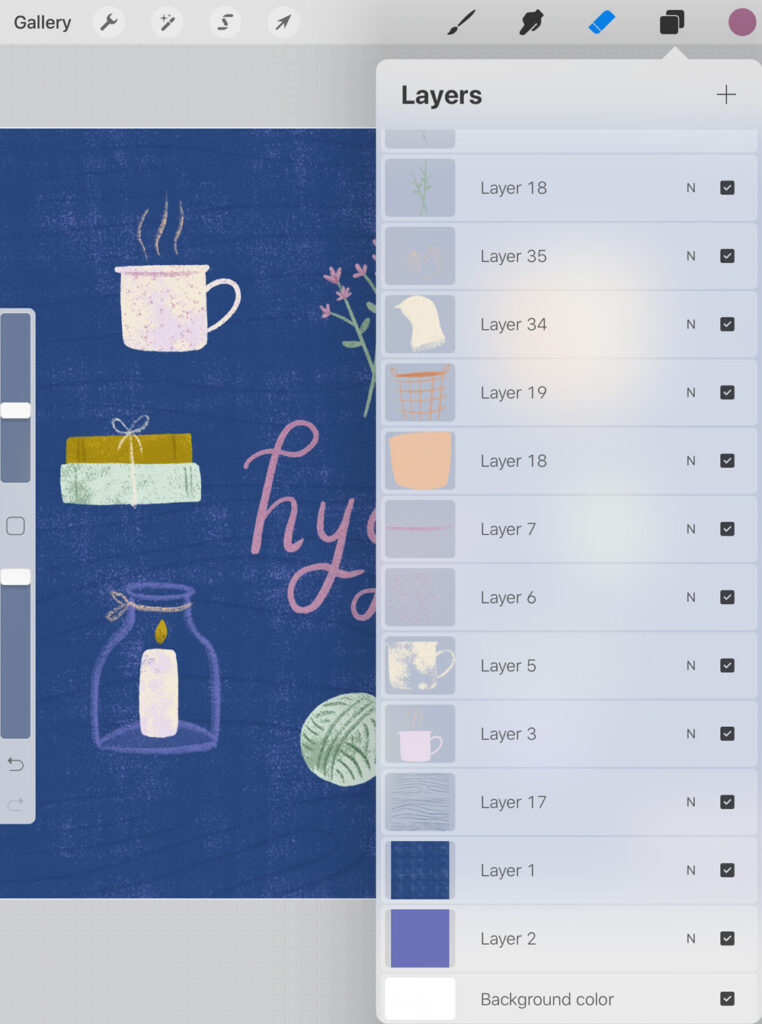 screenshot of the layers menu in procreate