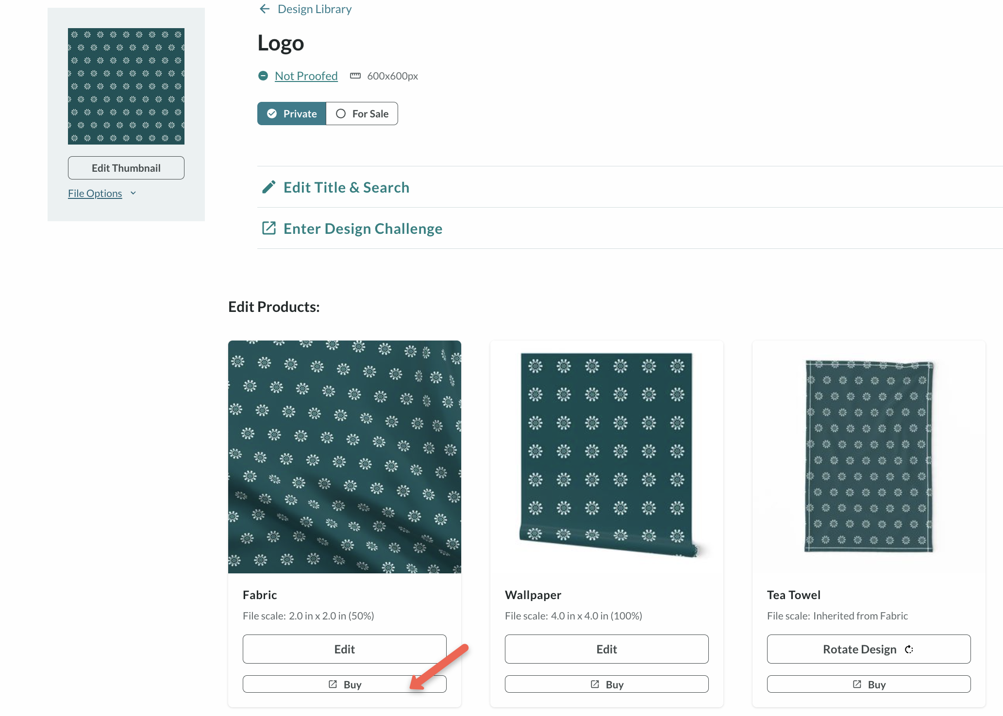 screenshot showing buy button highlighted