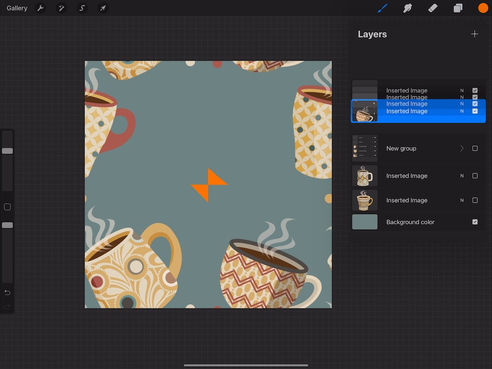 screenshot of photoshop with design tile filling all 4 quadrants of the canvas