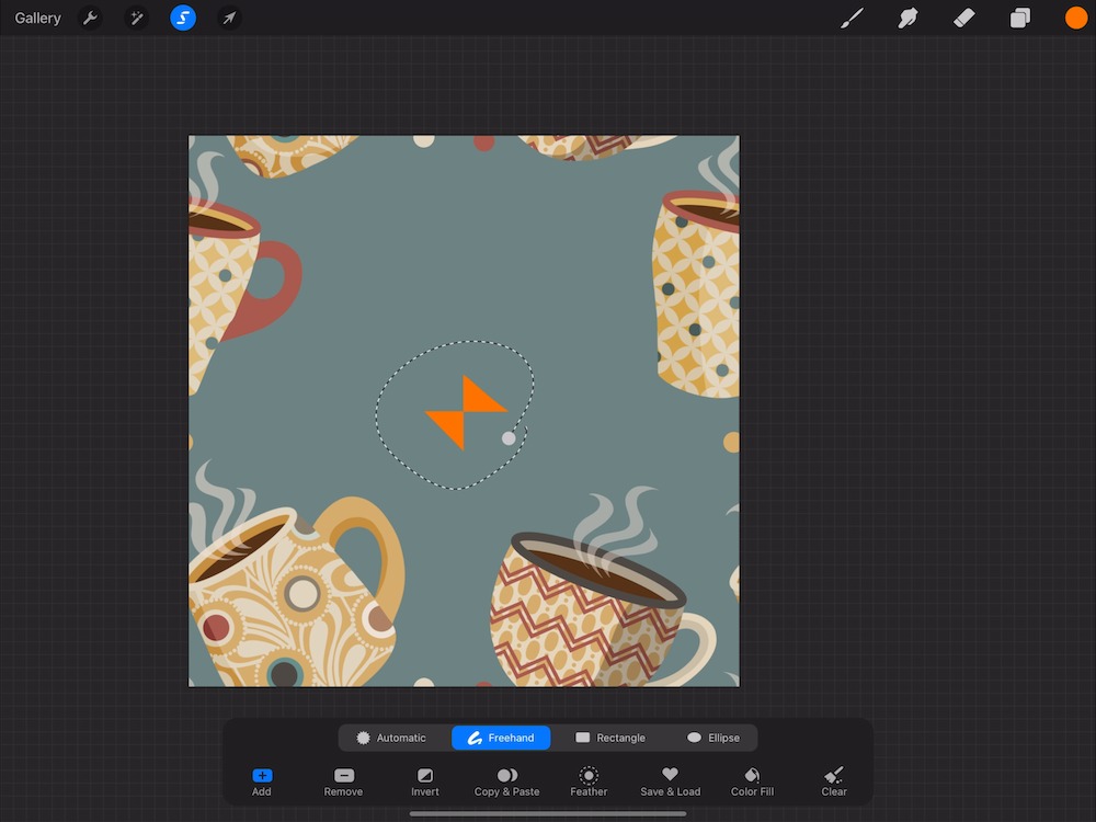 screenshot from procreate with orange arrows circled