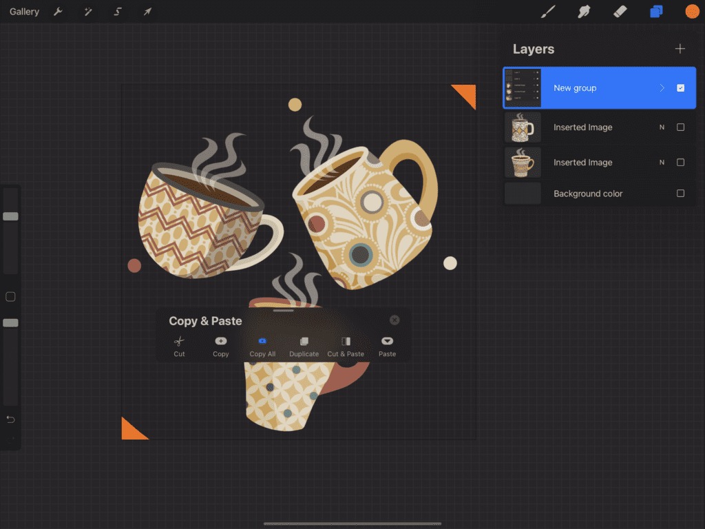 screenshot from procreate of grouped layers