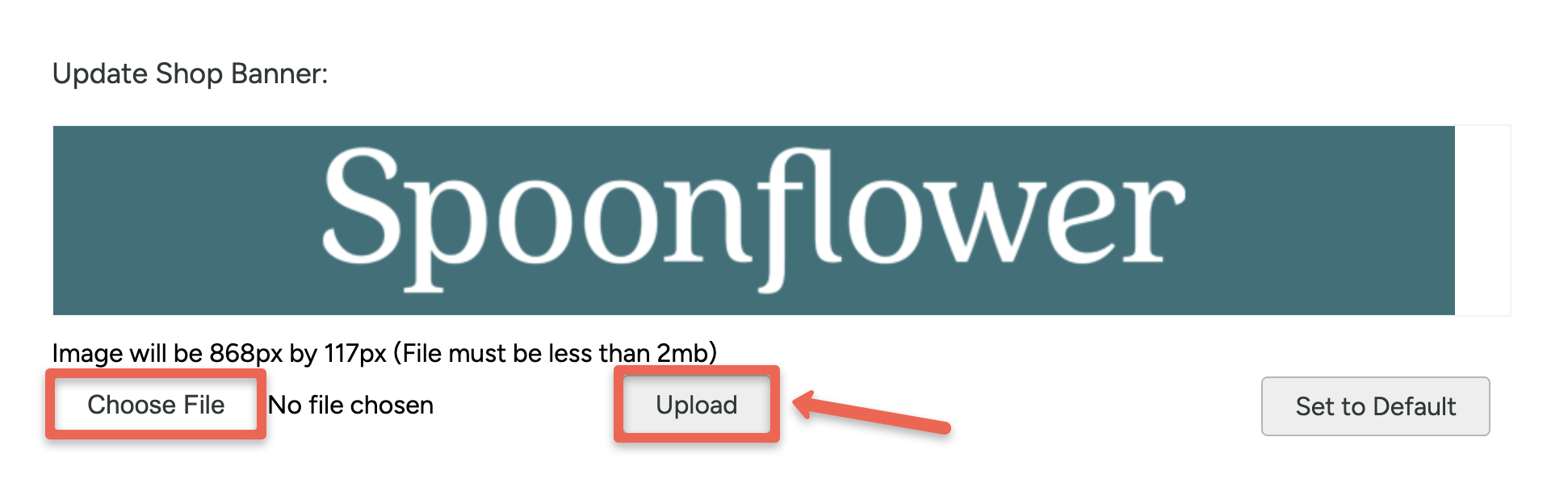 screenshot of the banner image update option