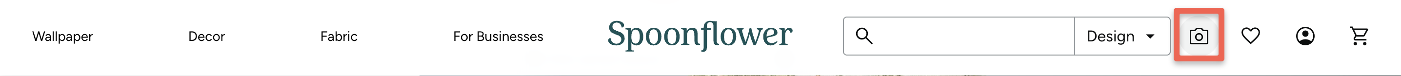 spoonflower search bar with camera icon highlighted