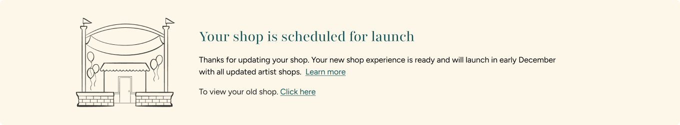 screenshot of "your shop is scheduled for launch"