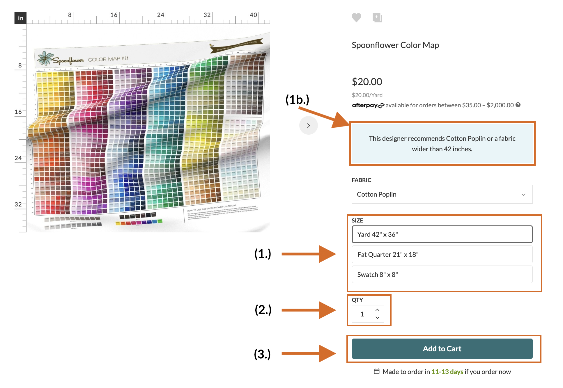 screenshot of product ordering page